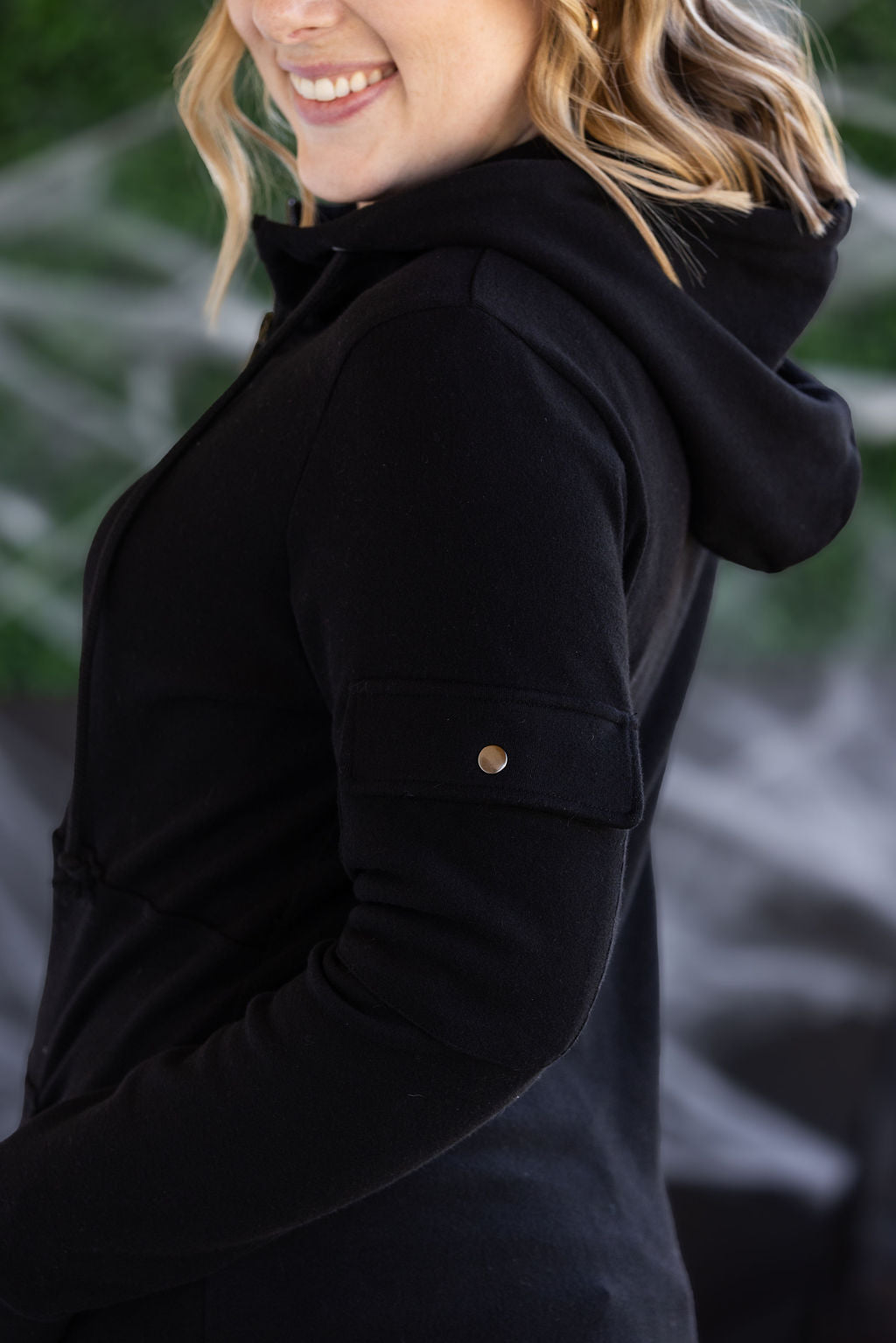 Pixie Pocket Halfzip Hoodie - Black